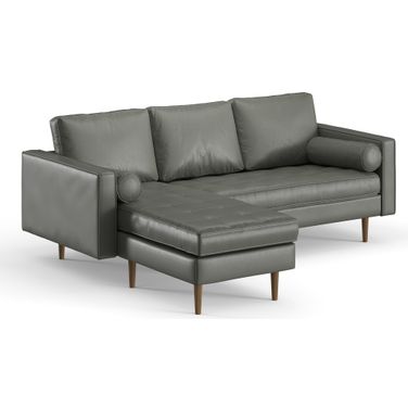 Bloomfield Vegan Leather Reversible Sectional In Slate