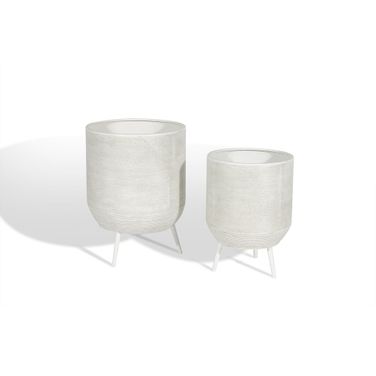 Blossom Metal Floor Planters Set of 2 In White