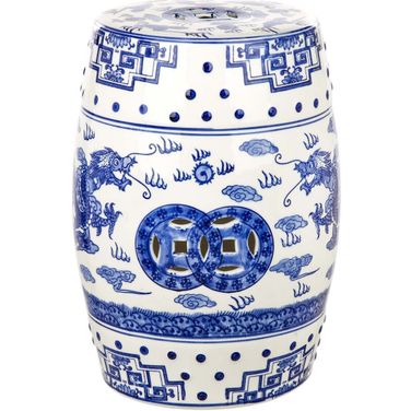 Blue Dragons Breath Chinoiserie Garden Stool