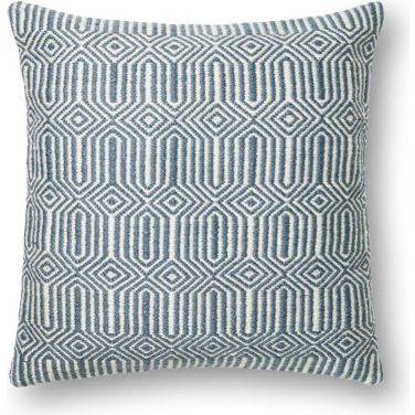 Loloi P0339 Blue and Ivory 22" x 22" Cover Only Pillow