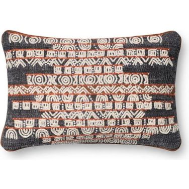Loloi P0378 Blue and Rust 13" x 21" Cover w/Down Pillow