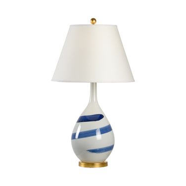 Blue Swirl Lamp In Blue and White