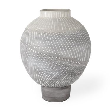 Blume 12.5 Inch Gray Textured Vase In Off White