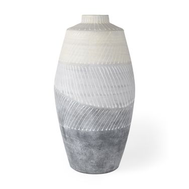 Blume 16.5 Inch Textured Vase In Off White and Gray