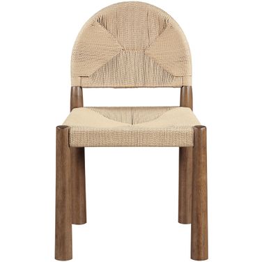 Bohemia Woven Seagrass Cord and Solid Wood Dining Chair Set of 2 In Beige and Stained Walnut