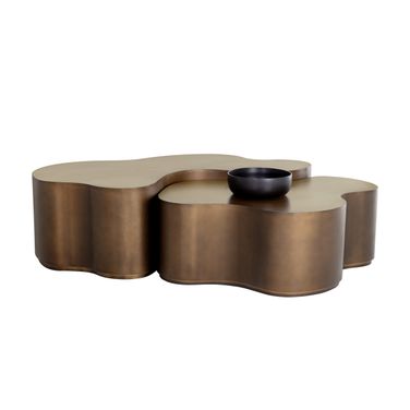 Boise Nesting Coffee Tables Set Of 2 In Antique Gold and Antique Bronze