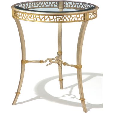Bolero Chairside Table In Burnished Silver and Venetian Gold
