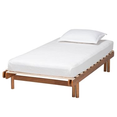 Bolivia Wood Expandable Twin to King Bed Frame In Walnut Brown