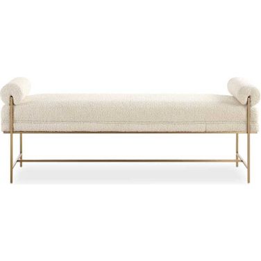 Bolster Bench In White and Brushed Brass
