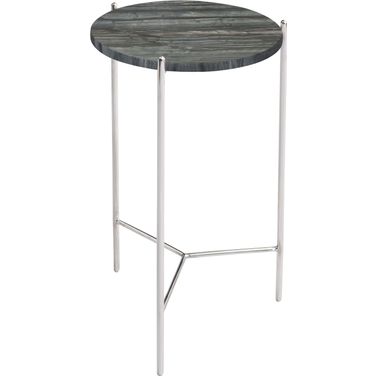 Bolt Polished Stainless Steel And Black Marble Top 18 Inch End Table