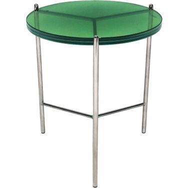 Bolt Polished Stainless Steel And Green Top 18 Inch End Table