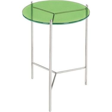 Bolt Polished Stainless Steel And Green Top 21 Inch End Table