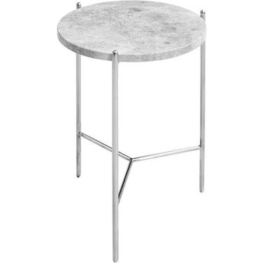 Bolt Polished Stainless Steel And Grey Marble Top 18 Inch End Table