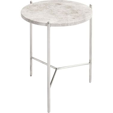 Bolt Polished Stainless Steel And Grey Marble Top 24 Inch End Table