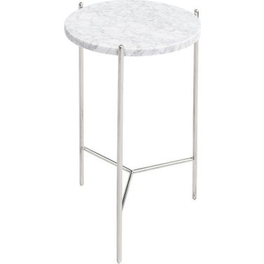 Bolt Polished Stainless Steel And White Marble Top 21 Inch End Table