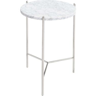 Bolt Polished Stainless Steel And White Marble Top 24 Inch End Table