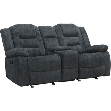 Bolton Misty Storm Glider Reclining Console Loveseat In Light Grey