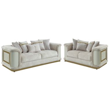 Bona Living Room Set In Cream And Gold