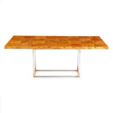 Bond Dining Table In Burled Mappa and Polished Nickel