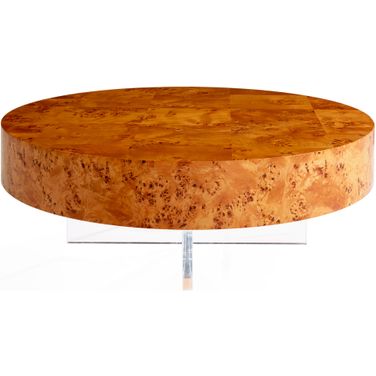 Bond Round Cocktail Table In Burled Mappa