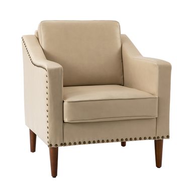 Bonita Vegan Leather Armchair In Beige