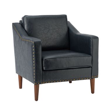 Bonita Vegan Leather Armchair In Navy