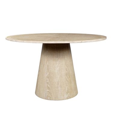 Bonn 50 Inch Round Pedestal Dining Table In Linen