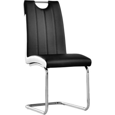 Bono Faux Leather Modern Dining Side Chair Set of 2 In Black And White