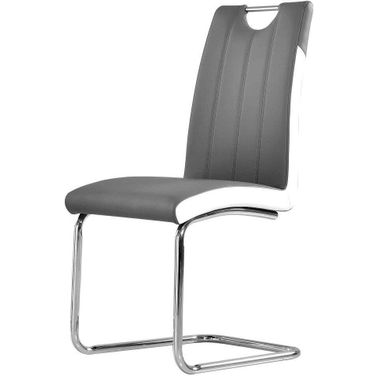 Bono Faux Leather Modern Dining Side Chair Set of 2 In Gray And White