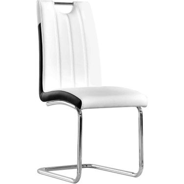 Bono Faux Leather Modern Dining Side Chair Set of 2 In White And Black