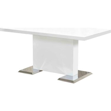 Bono Modern Solid Wood Rectangular Dining Table In White Lacquer