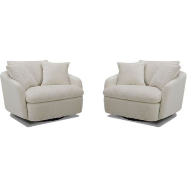Boomer Large Swivel Chair with 2 Toss Pillows Set of 2 In Utopia Sand