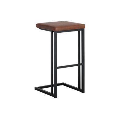 Boone Barstool Set of 2 In Black and Bravo Cognac