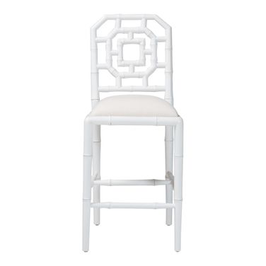 Boone Counter Stool with Chinoiserie Design In White