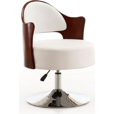 Bopper Adjustable Height Swivel Accent Chair in White and Polished Chrome