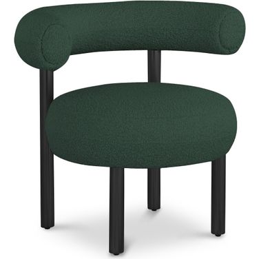 Bordeaux Boucle Fabric Accent Chair In Green/Matte Black