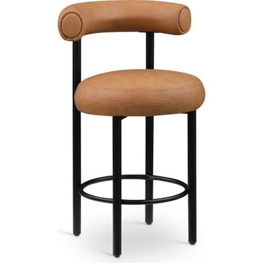 Bordeaux Vegan Leather Counter Stool Set of 2 In Cognac