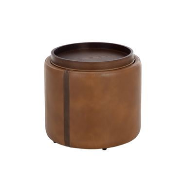 Borelli Storage Ottoman In Tobacco Tan and Autumn Chestnut