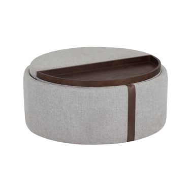 Borelli Wheeled Storage Ottoman In Belfast Heather Grey and Autumn Chestnut