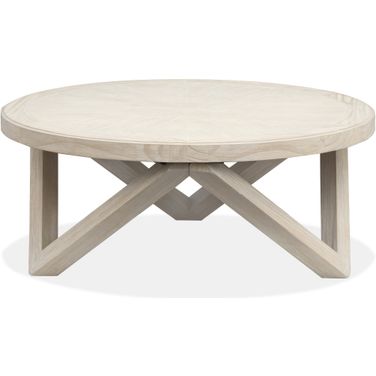 Bostwick Round Cocktail Table In Coconut Cream