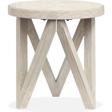 Bostwick Round End Table In Coconut Cream