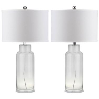 Bottle Clear Glass Table Lamp with White Shade
