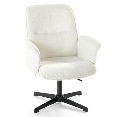 Boucle Adjustable Height Swivel Executive Office Chair In Off White and Black