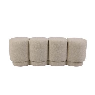 Boucle Upholstered Bench In Beige