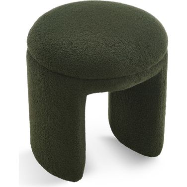 Bowen Faux Shearling Teddy Fabric Ottoman/Stool In Green