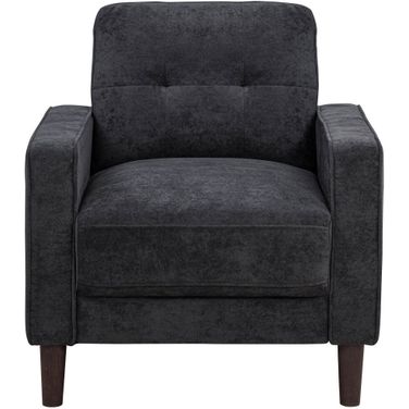 Bowen II Fabric Upholstered Track Arm Chair In Steel Grey