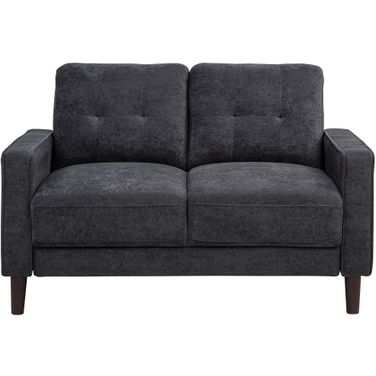 Bowen II Fabric Upholstered Track Arm Loveseat In Steel Grey