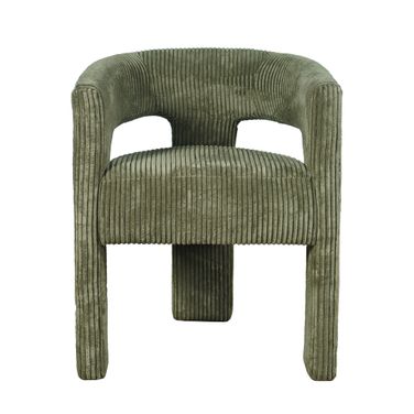 Bowen Three-Leg Upholstered Accent Dining Armchair with Corduroy Fabric In Forest