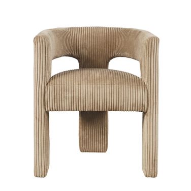 Bowen Three-Leg Upholstered Accent Dining Armchair with Corduroy Fabric In Sand and Tan