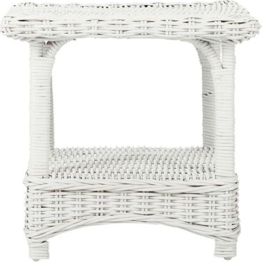 Bowen White Rattan Side Table
